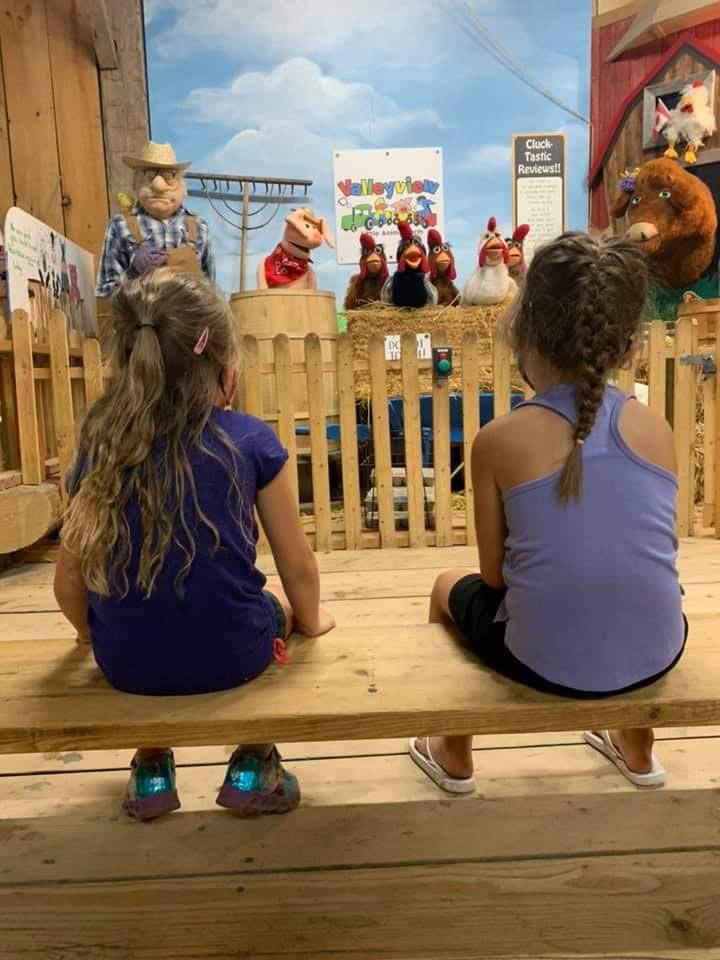 children watch puppet show